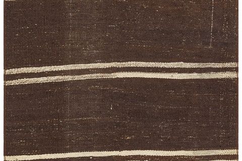 GERÇEK EL DOKUMA KAHVE İÇİNDE BEJ ÇİZGİLI VINTAGE KİLİM 80X150 CM