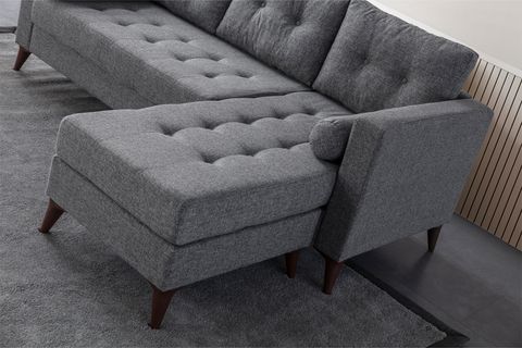 KRAFT MİNDERLİ KETEN KÖŞE KOLTUK, GRİ