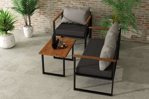 WOODESK NATURE İKİLİ BAHÇE TAKIMI, GRİ, CPT5512-130
