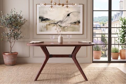 NORA CEVİZ RENGİ OVAL MASA TAKIMI, 80X130