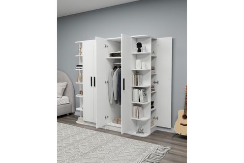 LİNDA LUSES GARDIROP, BEYAZ, 6 KAPAKLI