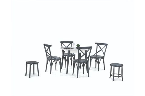SİENA SABİT MASA VE TONET SANDALYE TAKIMI, ANTRASİT, 90X90
