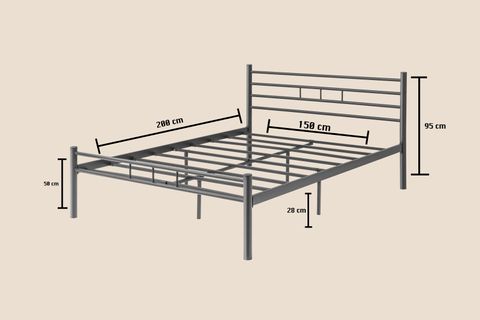 EVGER METAL KARYOLA, K70, SİYAH, 150X200
