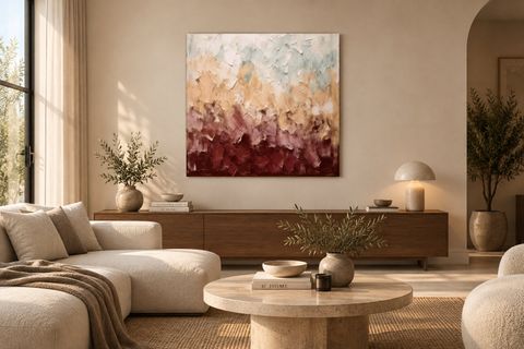 SOYUT BORDO VE KREM DESENLER ORİJİNAL YAĞLI BOYA TABLO