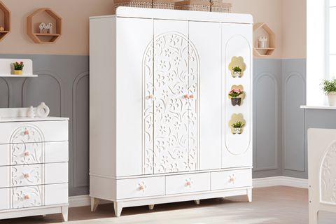 GARDEN 4 KAPAKLI 3 ÇEKMECELİ DOLAP, BEYAZ