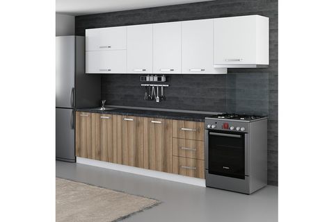 MİNAR BADE 300 CM MUTFAK DOLABI BEYAZ DORE 300-D8