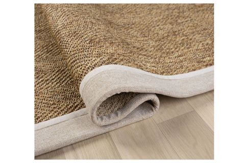 ÇİFT BORDÜRLÜ HASIR DOKULU SİSAL MAKİNE HALISI, BEJ, 100X400