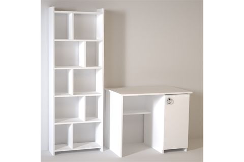 KALENDER DEKOR MATEO SNOW BİLGİSAYAR VE ÇALIŞMA MASASI TAKIMI, BEYAZ, 90 CM, MTS01
