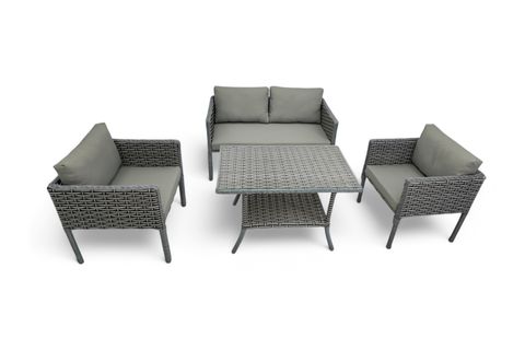 LETRA RATTAN İKİLİ BAHÇE MOBİLYASI, GRİ