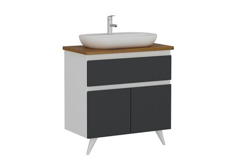 NİKA BANYO DOLABI ALT 85CM AY2K1Ç TZG BEYAZ ANTRASİT