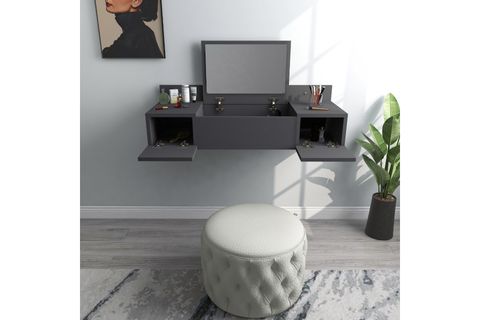 ZAKKUM RAFLI AYNALI DUVARA MONTE  MAKYAJ MASASI, ANTRASİT