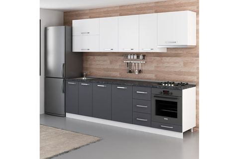 MİNAR ECE 280 CM MUTFAK DOLABI BEYAZ ANTRASİT 280-A8