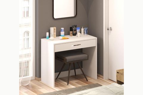 ARYA NOVELLA BÖLMELİ ORGANİZER ÇEKMECELİ MAKYAJ MASASI, BEYAZ, KULPLU