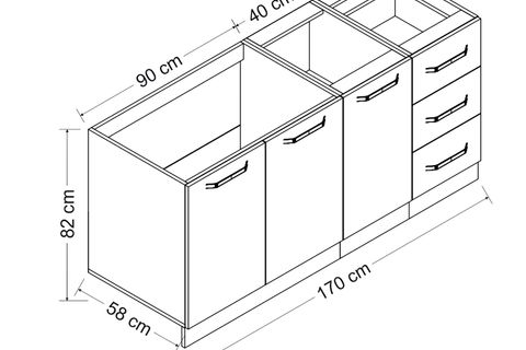 MİNAR 170 CM MUTFAK DOLABI BEYAZ DORE 170-D1 -ALT MODÜL