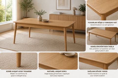 RETRO SABİT MUTFAK MASASI, 170 CM, MEŞE