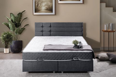 VİYANA BAZA BAŞLIK LETTO YATAK SETİ, ANTRASİT, 140X190