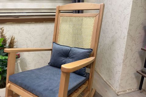 ASEDİA VERANDA HASIRLI MİNDERLİ SALLANAN SANDALYE, ANTRASİT, NATUREL AYAK