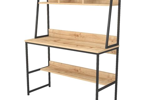 KİTAPLIKLI METAL ÇALIŞMA MASASI SAFİR MEŞE