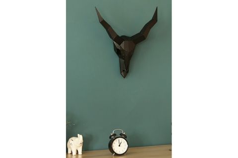 SKULL 3 BOYUTLU METAL BUFALO KURUKAFASI HEYKELİ DUVAR DEKORU
