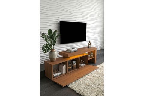LUMA LED IŞIKLI TV ÜNİTESİ, CEVİZ, 160 CM