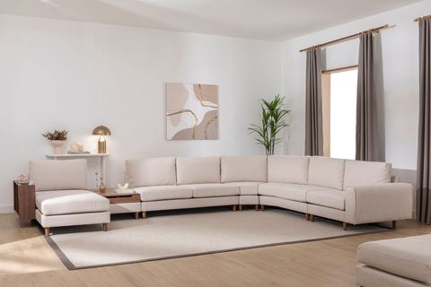 MERLİN KENDİ SETİNİ YARAT, KREM ŞÖNİL, CEVİZ AYAK, SHOWROOMDAN KUMAŞ DEĞİŞİMLİ