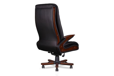 FORSİT OFİS  COUPE CEVİZ CİLALI AHŞAP SUNİ DERİ YÖNETİCİ VE MÜDÜR KOLTUĞU, SİYAH