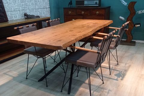 KİAMO DOĞAL AHŞAP YEMEK MASASI TAKIMI