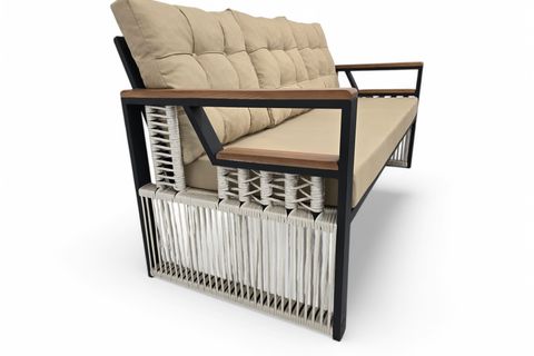 RELAKS İP ÖRGÜ METAL ÜÇLÜ OTURMA GRUBU, GRİ