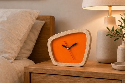 WOODESK TEMPUS AHŞAP ÖZEL TASARIM MASA SAATİ, TURUNCU