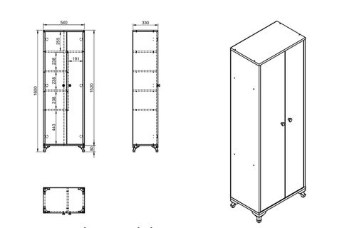 LAVO İKİ KAPAKLI TEMİZLİK DOLABI, 54X160X33
