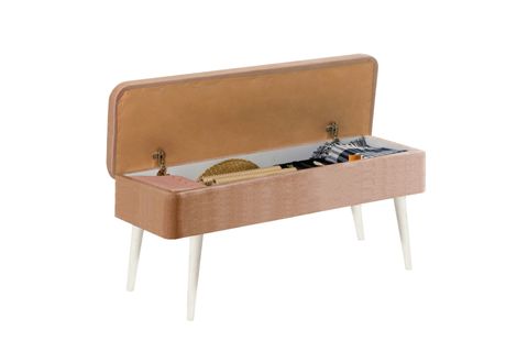 VİNA KUMAŞLI SANDIKLI BENCH, BEYAZ SOHO TAŞ