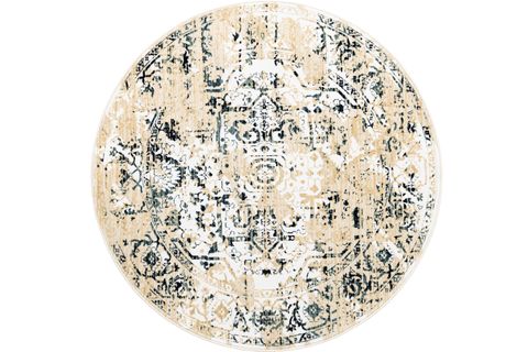 ETHNIC DOKUMA MAKINE HALISI, YUVARLAK, KREM, 160X160, 1920KR