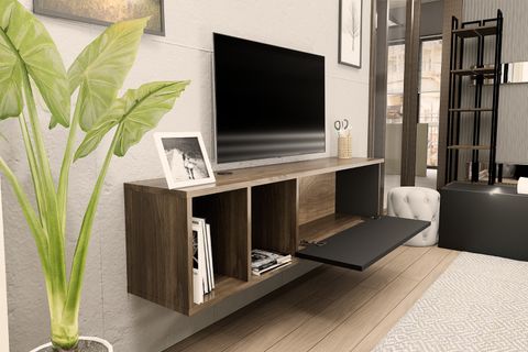 RONA DUVARA MONTE TV ÜNİTESİ, CEVİZ SİYAH