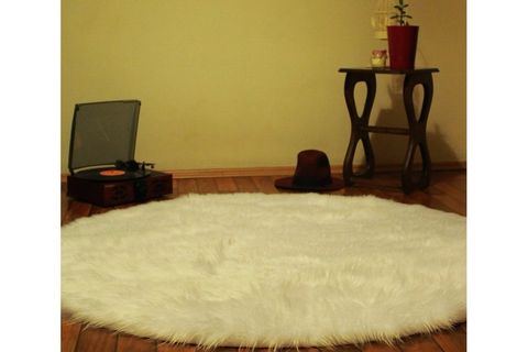 AKRİLİK KUZU POST HALI, YUVARLAK, KREM, 160X160