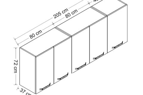 MİNAR 205 CM MUTFAK DOLABI BEYAZ 205-B1-ÜST MODÜL