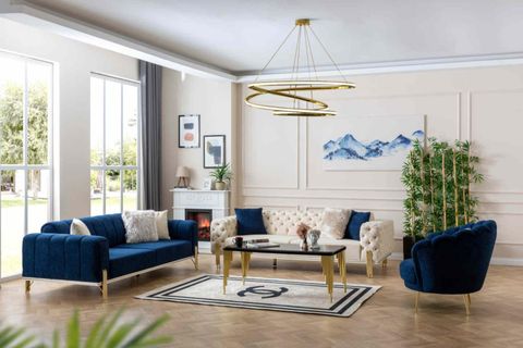 LİNE KOLTUK TAKIM, KREM LACİVERT