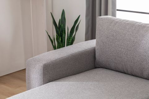 MERLİN MİNİ KÖŞE KOLTUK, NATUREL AYAK, KALIN KOL, ŞÖNİL KUMAŞ, MAVİ GRİ