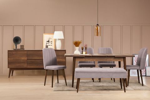 VİNA AÇILIR MUTFAK MASASI TAKIMI, CEVİZ SOHO 0701, 130X80