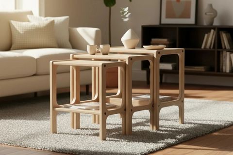 LİNE AHŞAP ZİGON SEHPA, NATURAL