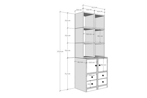 LEKSA 2 KAPAKLI ÇEKMECELİ RAFLI KİTAPLIK 65 CM BEYAZ KTP-1277-Ç