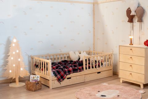 NATURKİDZ MONTESSORİ KARYOLA, ÇEKMECELİ, MASİF, 90X190