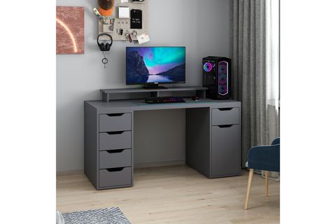 ALEN ÇALIŞMA MASASI, ANTRASİT, 5 ÇEKMECELİ, 150 CM
