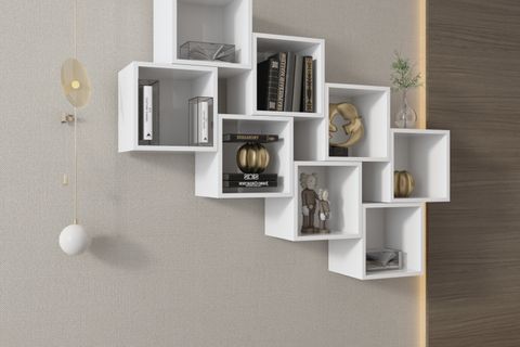 PUZZLE MODÜLER ZİGZAG KİTAPLIKLI RAF