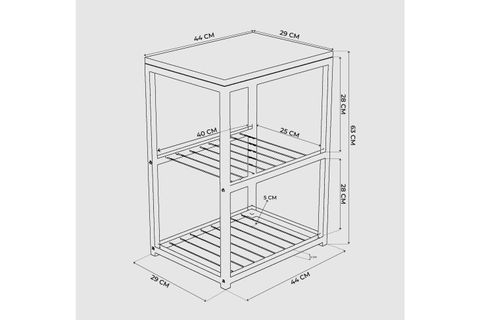 TEDİ METAL AYAKLI DEKORATİF TEL RAFLI YAN SEHPA, ANTRASİT