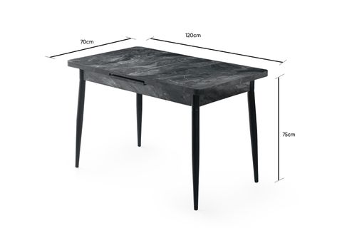 AY MASA VE SANDALYE BENCH TAKIMI, GRİ SİYAH, 120X70