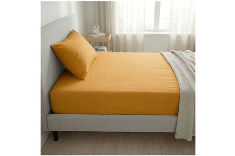 MAKİ HOME ÇİFT KİŞİLİK LASTİKLİ ÇARŞAF VE YASTIK KILIFI SETİ, HARDAL, 160X200, 50X70