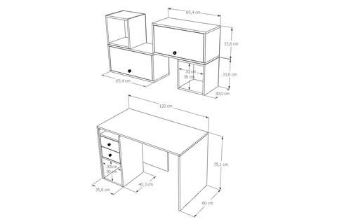 MÜSEL MODERN ÇALIŞMA MASASI, 2 KAPAKLI 2 ÇEKMECELİ