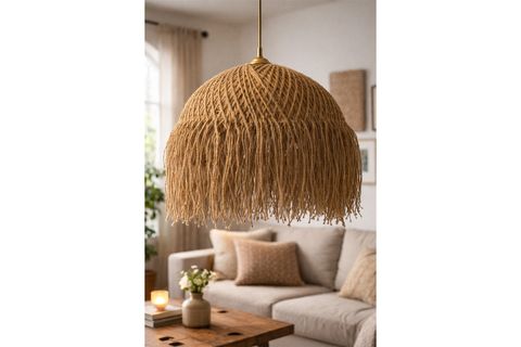 BOHEM HANDMADE TEKLİ SARKIT AVİZE, JÜT NATİVA