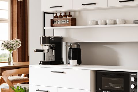 LAVO ÇEKMECELİ ÇOK AMAÇLI KAHVE KÖŞESİ DOLABI, BEYAZ, 8 KAPAKLI