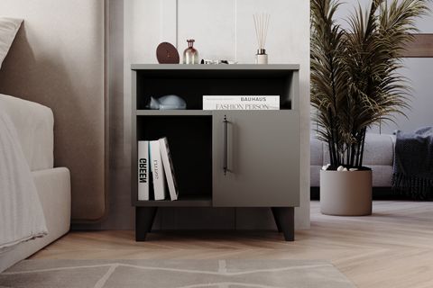 KOMMEN KOMODİN, ANTRASİT, 3 BÖLMELİ